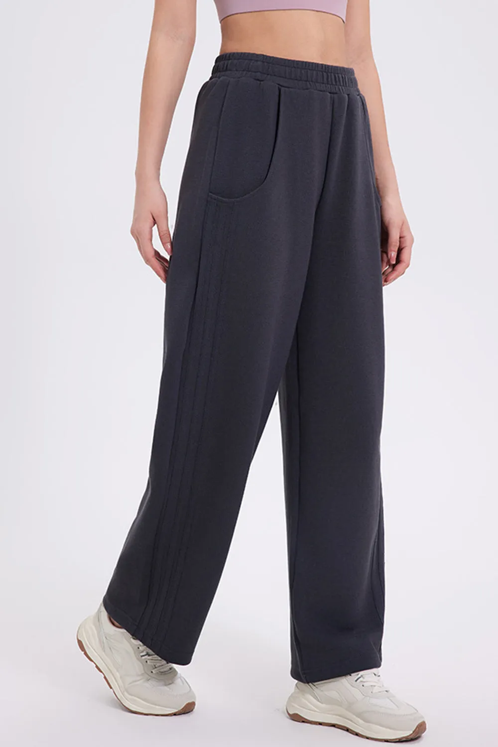 Basic Bae Elastic Waist Straight Leg Pants with Pockets sold by Charming Charlie product image thumbnail 5