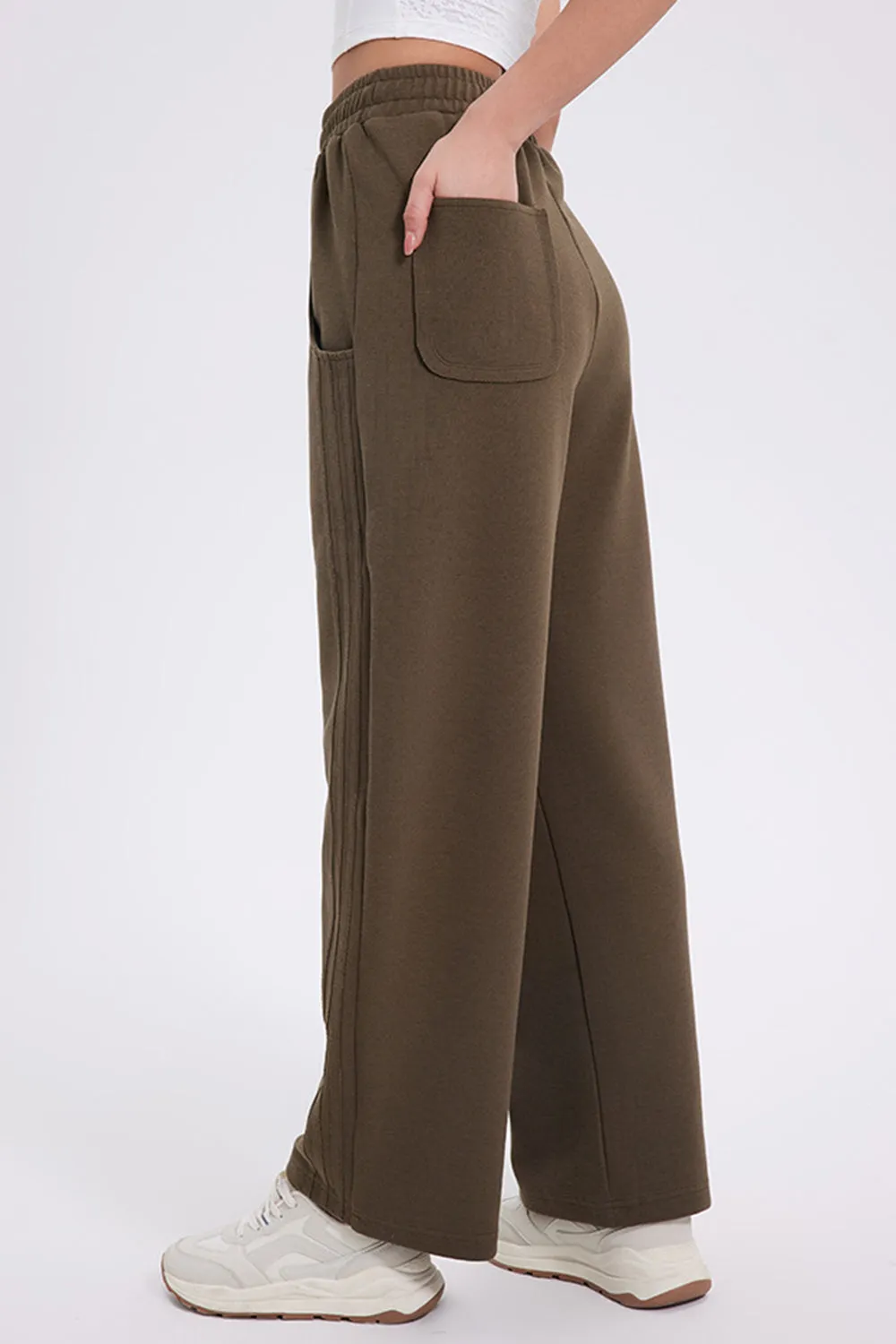 Basic Bae Elastic Waist Straight Leg Pants with Pockets sold by Charming Charlie product image thumbnail 2