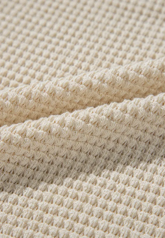 Waffle-Knit Printed Round Neck Flounce Sleeve Blouse sold by Charming Charlie product image thumbnail 5