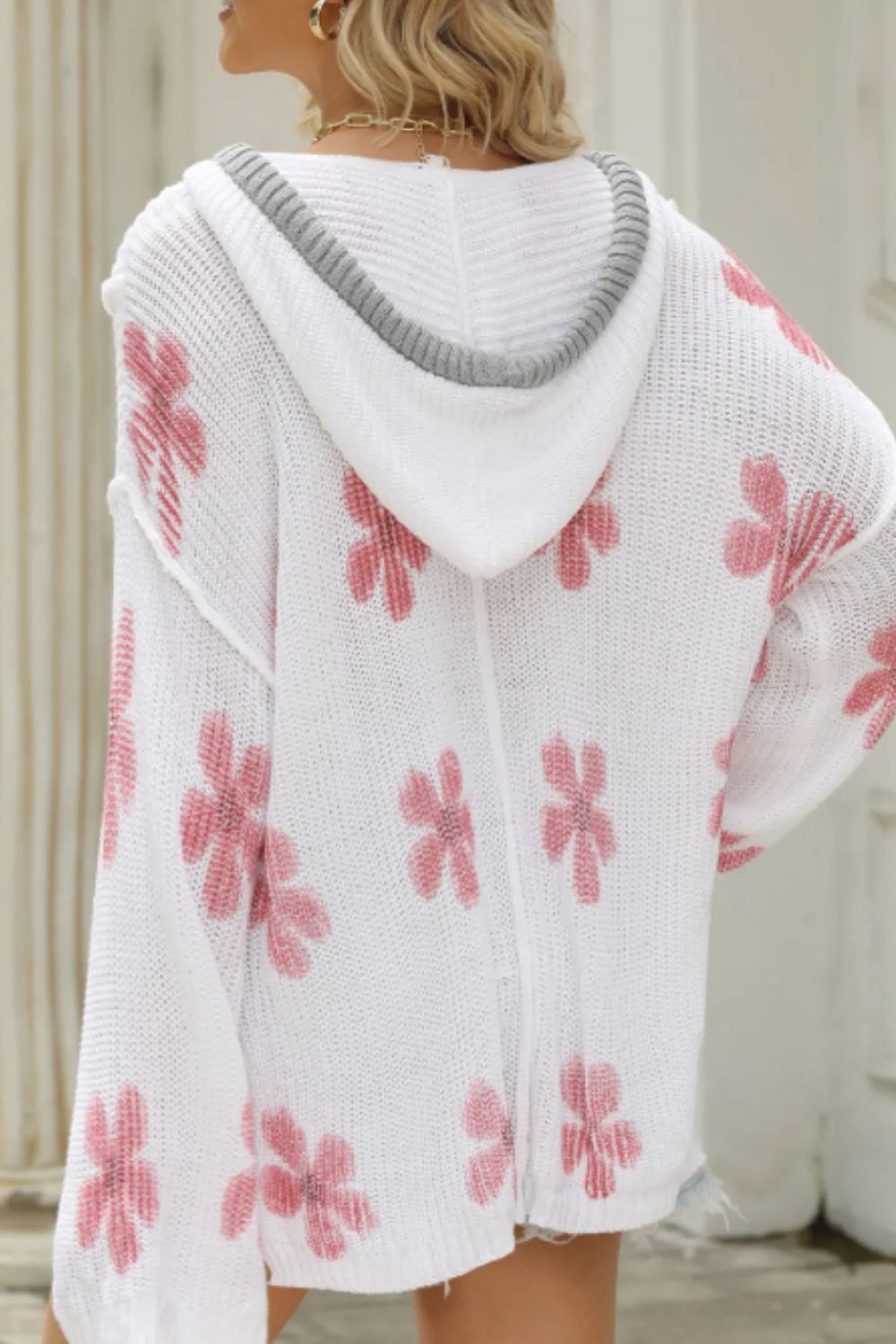 Drawstring Flower Hooded Knit Top sold by Charming Charlie product image thumbnail 5