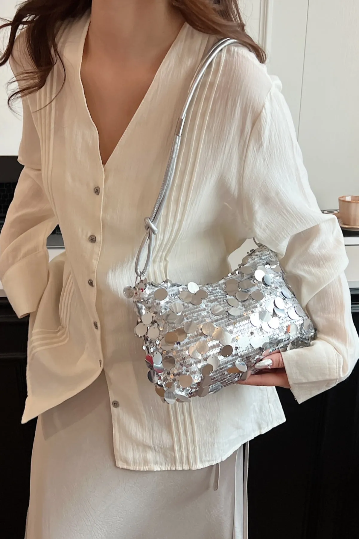 Sequin Knotted Straps Shoulder Bag sold by Charming Charlie product image thumbnail 4