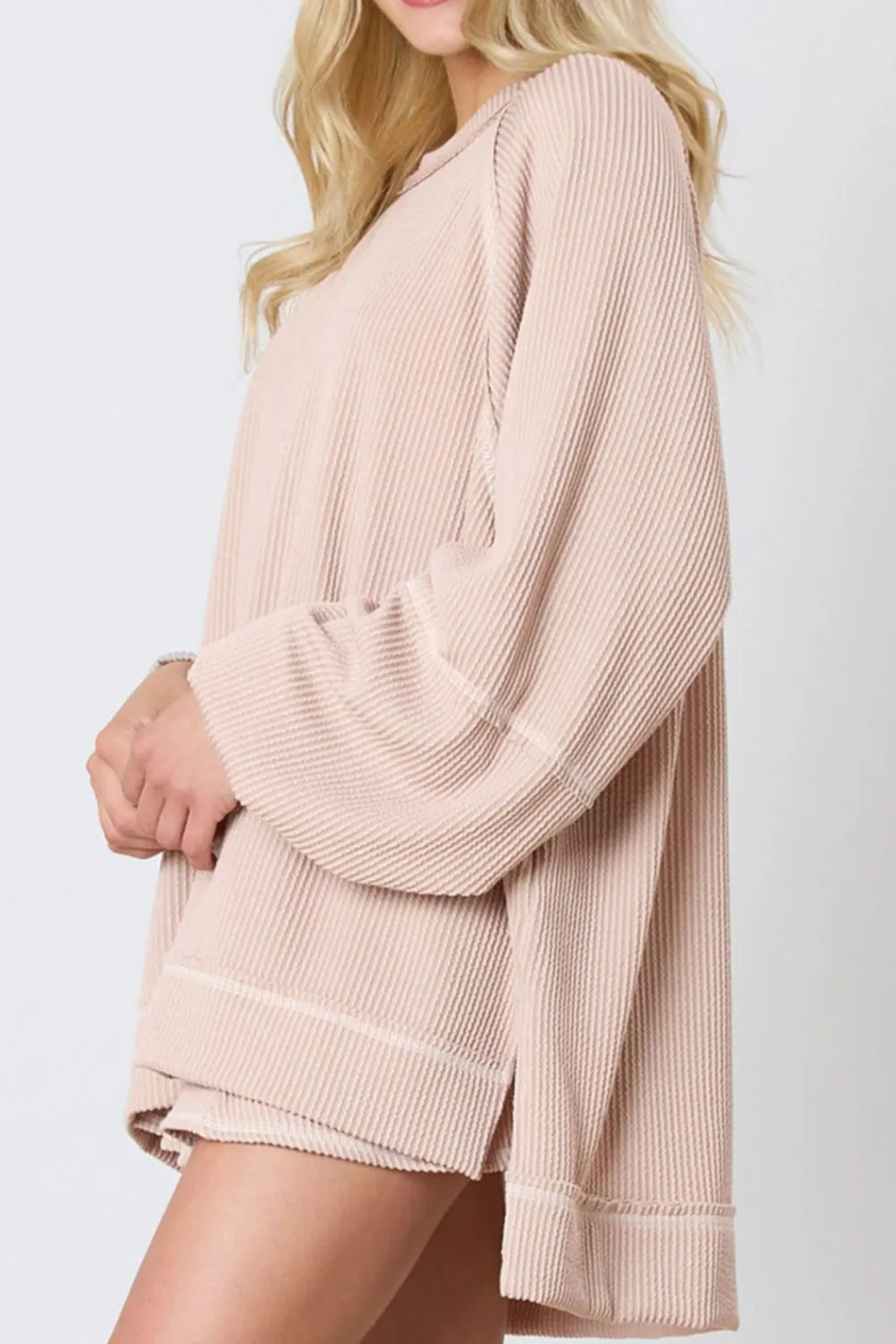 Texture Round Neck Long Sleeve Top and Skirt Set sold by Charming Charlie product image thumbnail 2