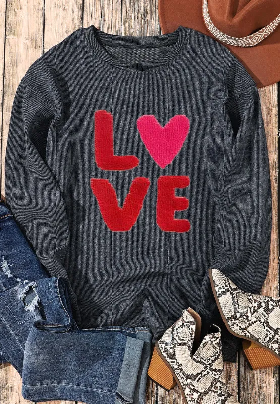 Valentine’s Day LOVE Round Neck Long Sleeve Sweatshirt sold by Charming Charlie product image thumbnail 4