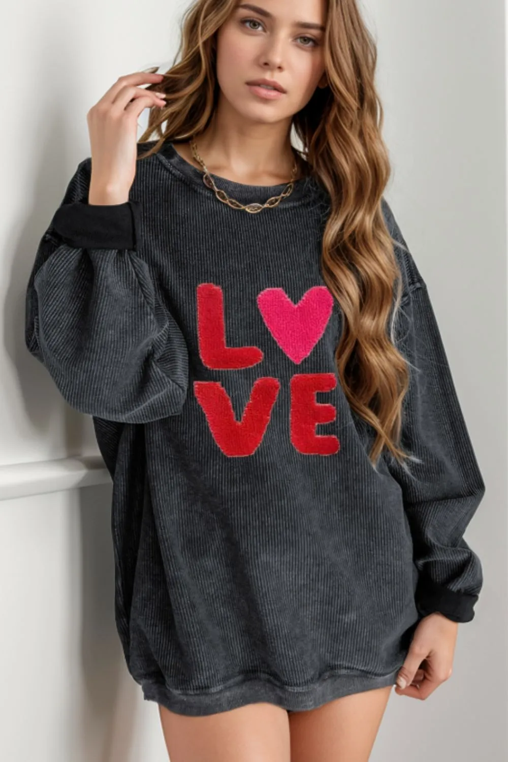 Valentine’s Day LOVE Round Neck Long Sleeve Sweatshirt sold by Charming Charlie