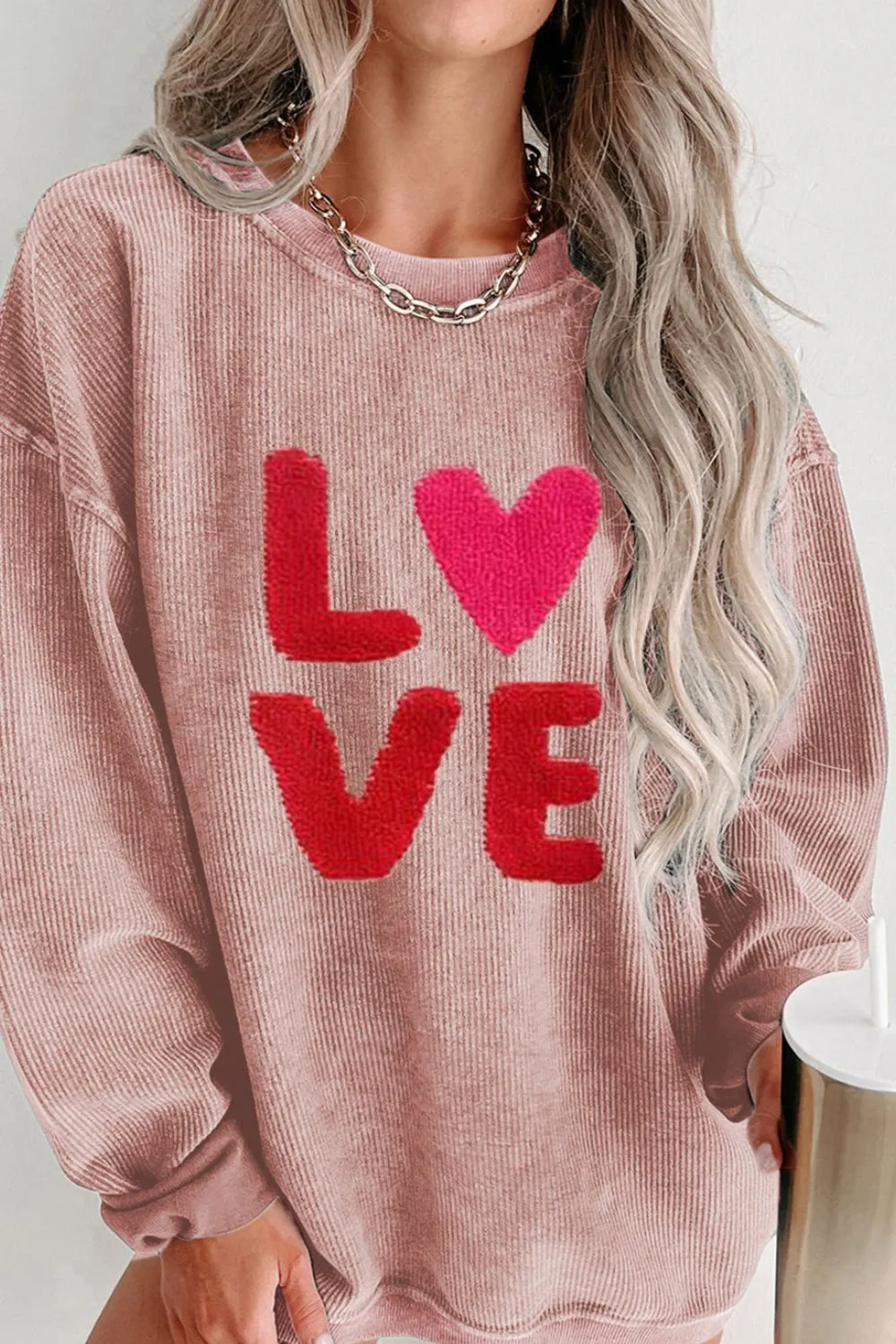 Valentine’s Day LOVE Round Neck Long Sleeve Sweatshirt sold by Charming Charlie product image thumbnail 5
