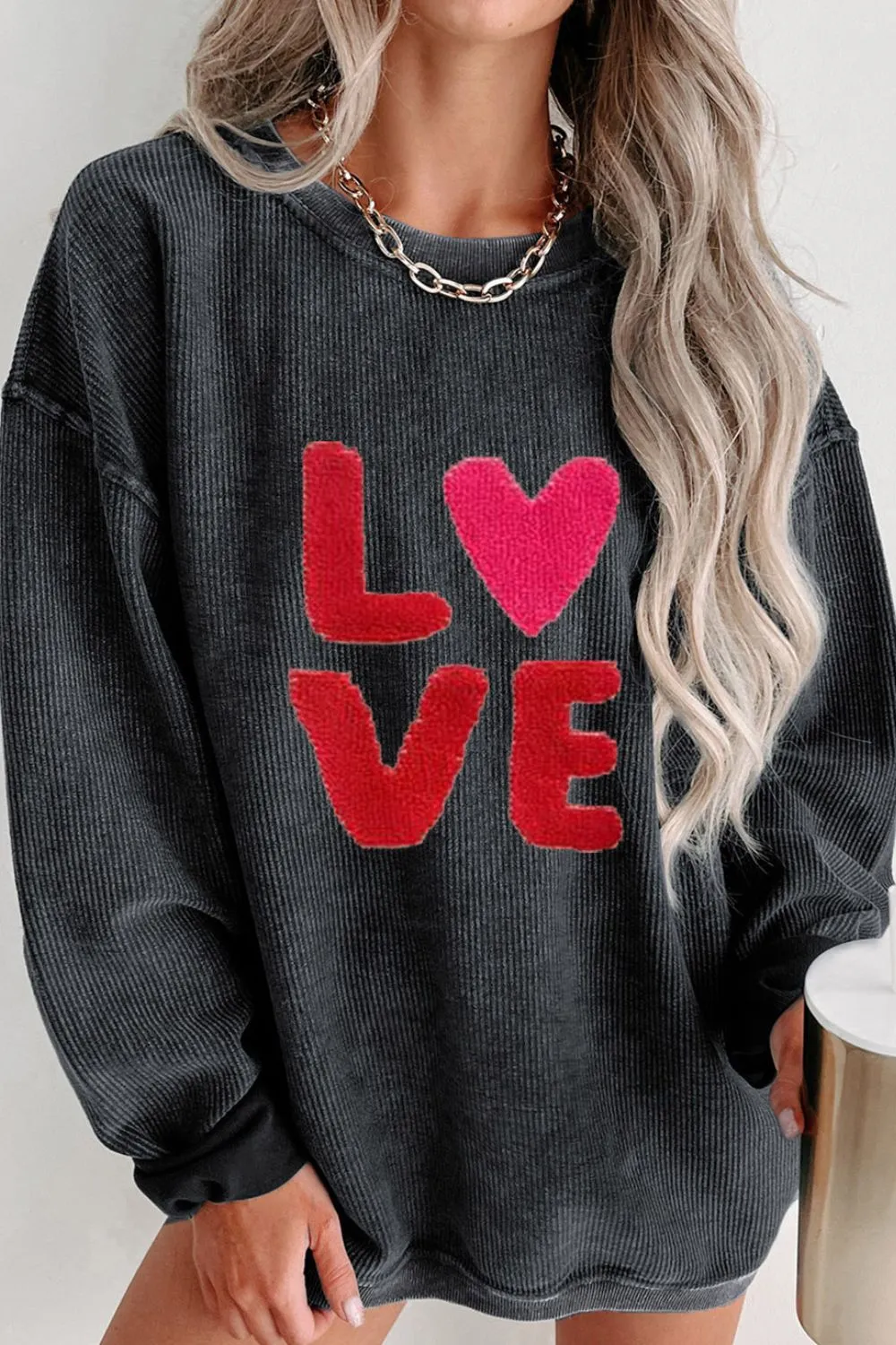 Valentine’s Day LOVE Round Neck Long Sleeve Sweatshirt sold by Charming Charlie product image thumbnail 2