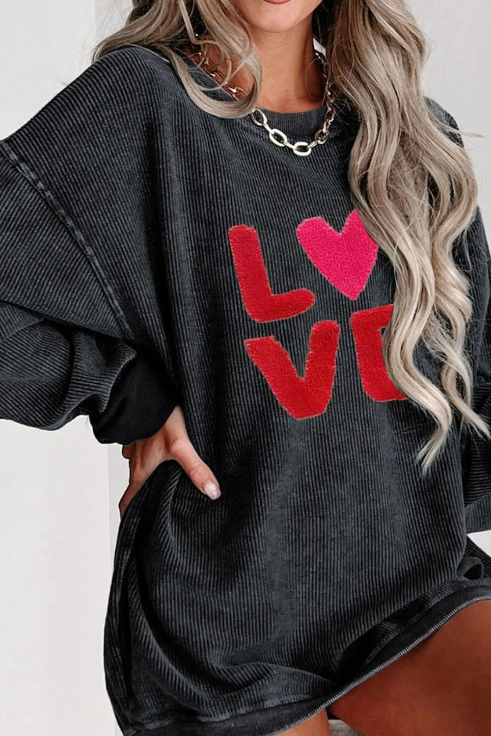 Valentine’s Day LOVE Round Neck Long Sleeve Sweatshirt sold by Charming Charlie product image thumbnail 3