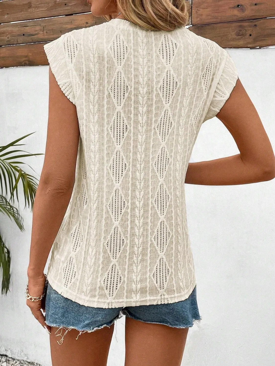 Openwork Round Neck Cap Sleeve Top sold by Charming Charlie product image thumbnail 4