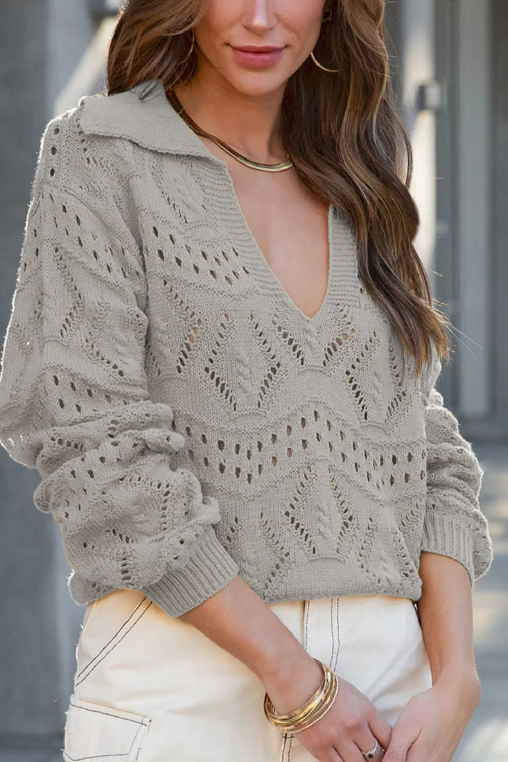 Hollow Out Johnny Collar Sweater sold by Charming Charlie product image thumbnail 3