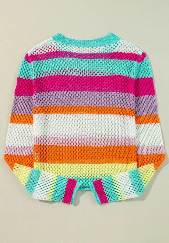 Openwork Contrast Striped Round Neck Knit Top sold by Charming Charlie product image thumbnail 4