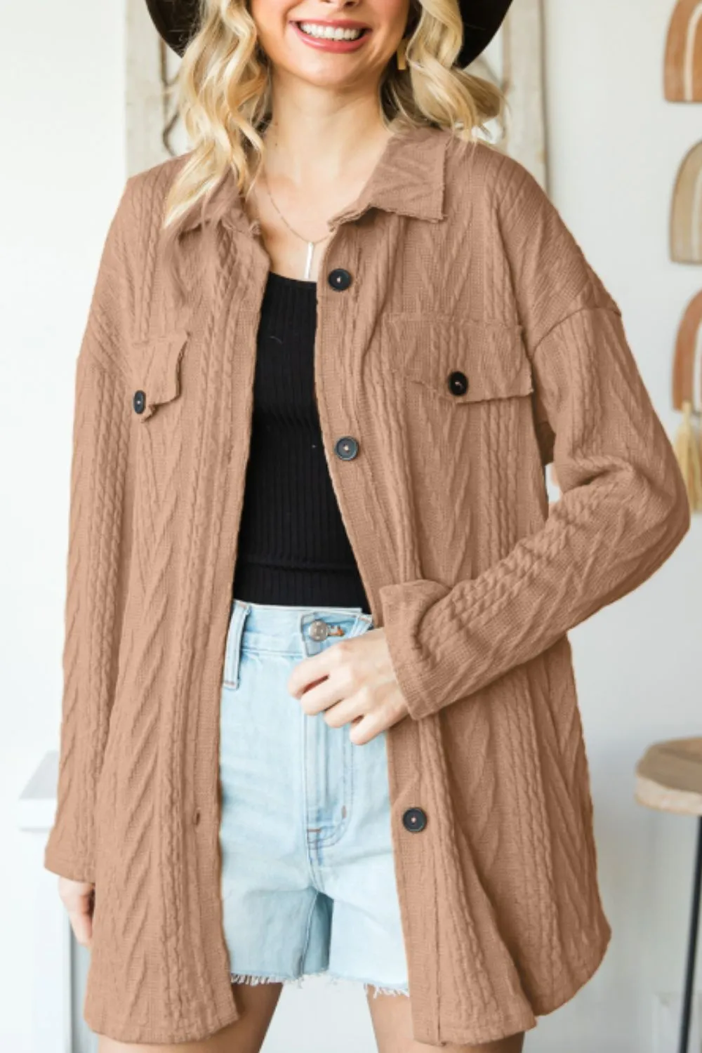 Button Up Drop Shoulder Jacket sold by Charming Charlie product image thumbnail 2