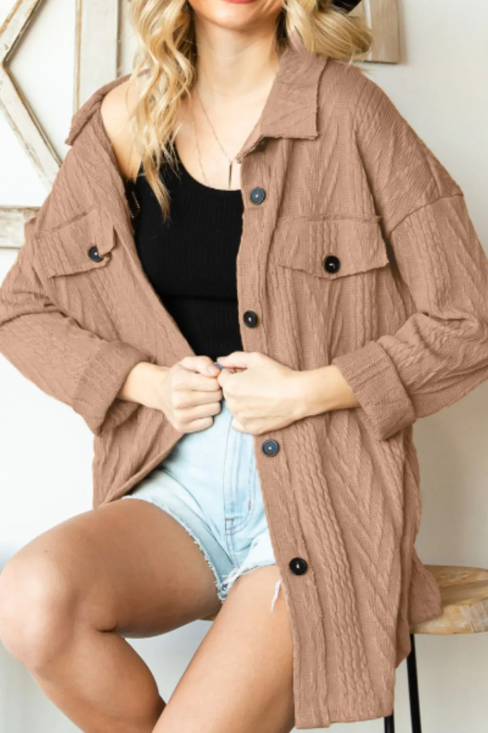 Button Up Drop Shoulder Jacket sold by Charming Charlie product image thumbnail 4