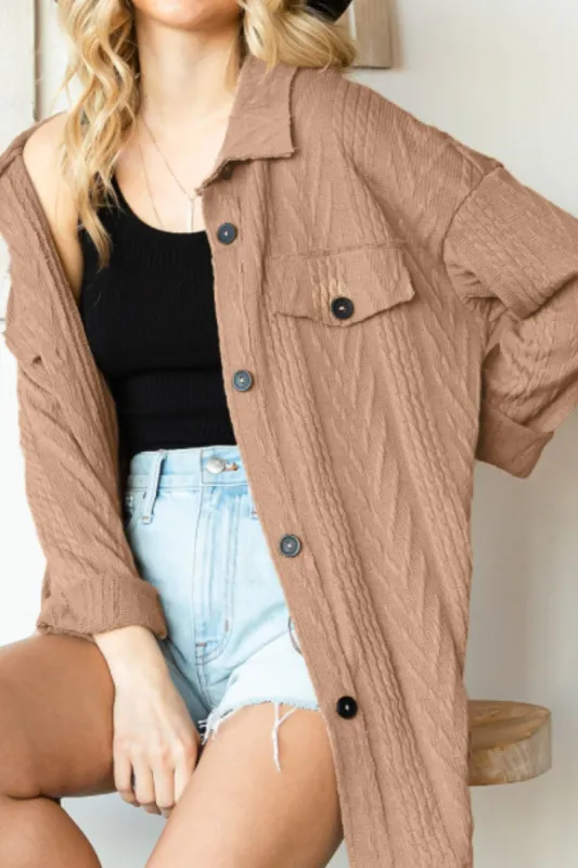 Button Up Drop Shoulder Jacket sold by Charming Charlie