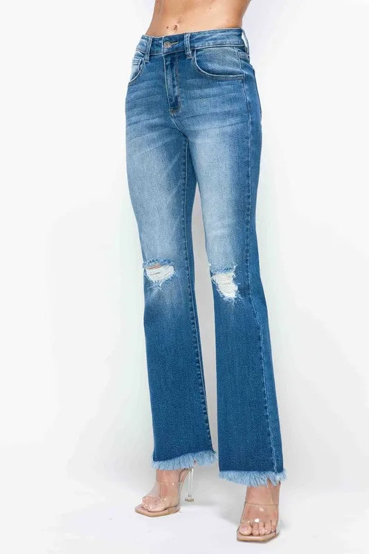 bytos Full Size Raw Hem Distressed High Rise Bootcut Jeans sold by Charming Charlie product image thumbnail 4
