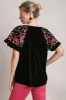 Umgee Full Size Velvet Embroidery Short Sleeve Blouse sold by Charming Charlie