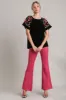 Umgee Full Size Velvet Embroidery Short Sleeve Blouse sold by Charming Charlie