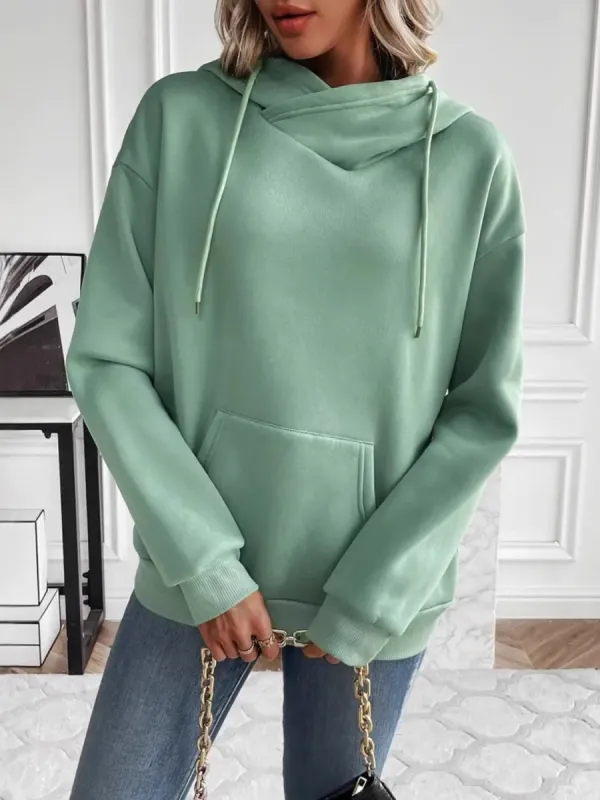 Drawstring Long Sleeve Hoodie with Kangaroo Pocket sold by Charming Charlie