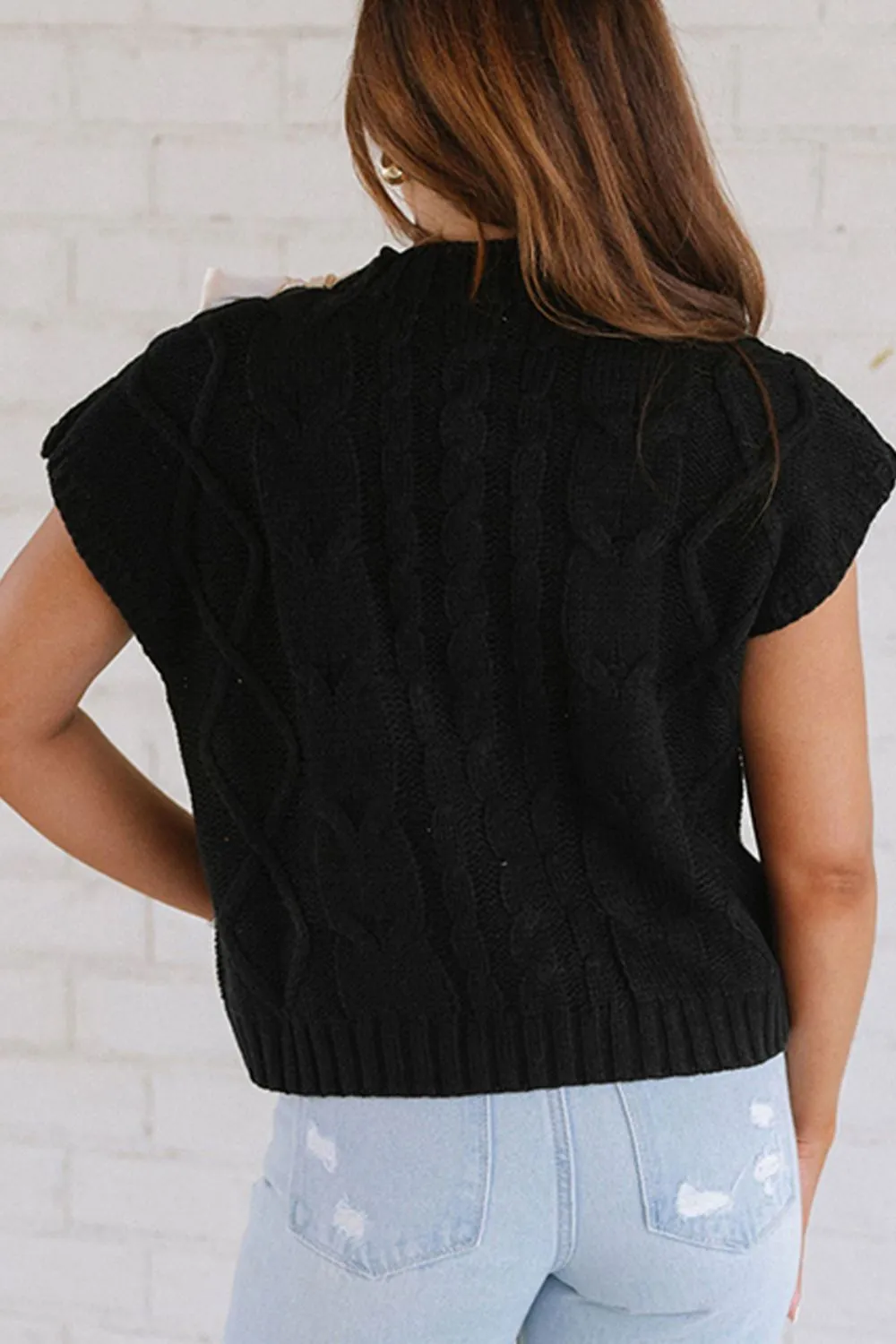 Lace-Up Mock Neck Short Sleeve Sweater sold by Charming Charlie product image thumbnail 3