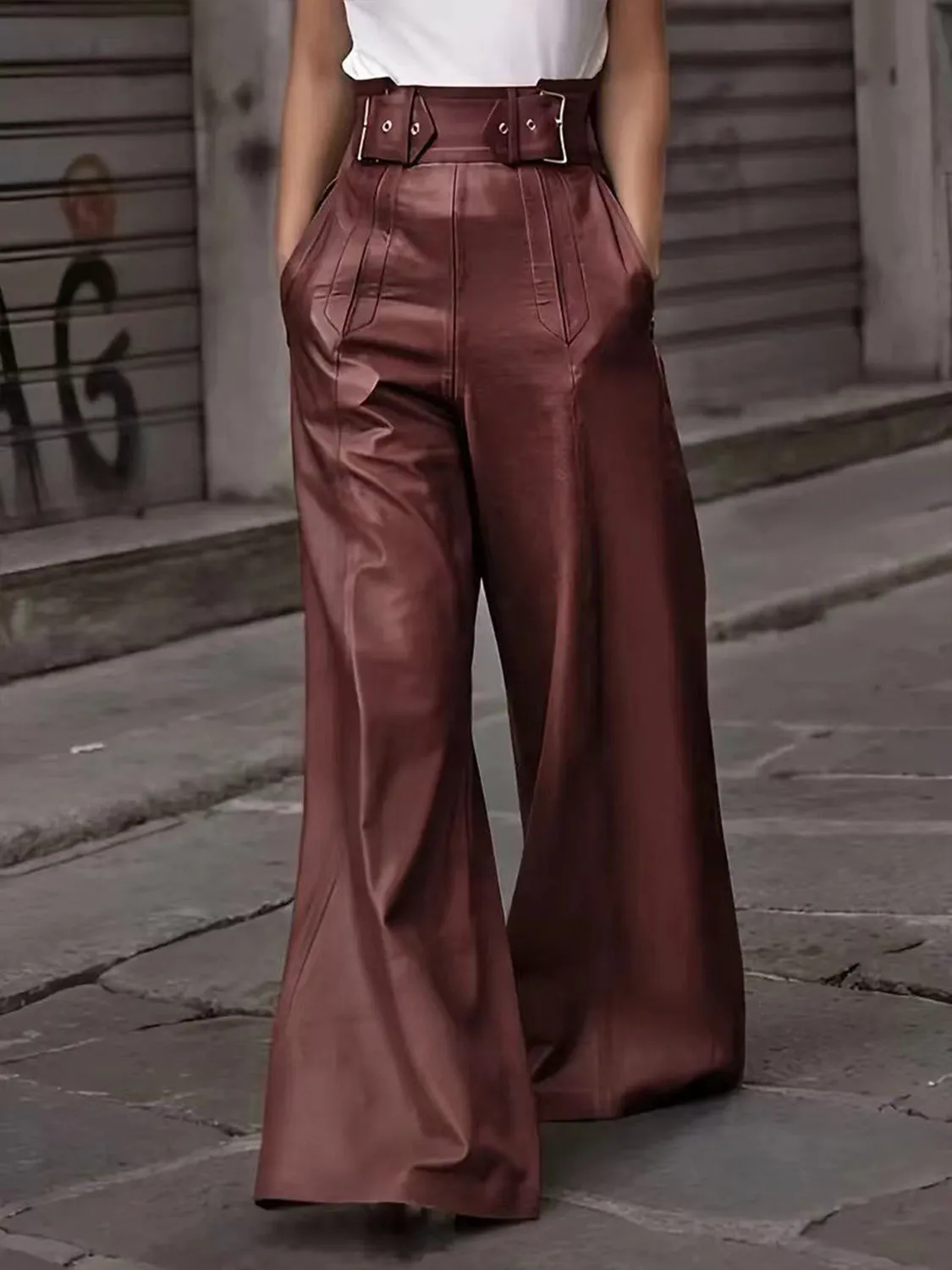 Half Elastic Waist Wide Leg Pants sold by Charming Charlie product image thumbnail 4
