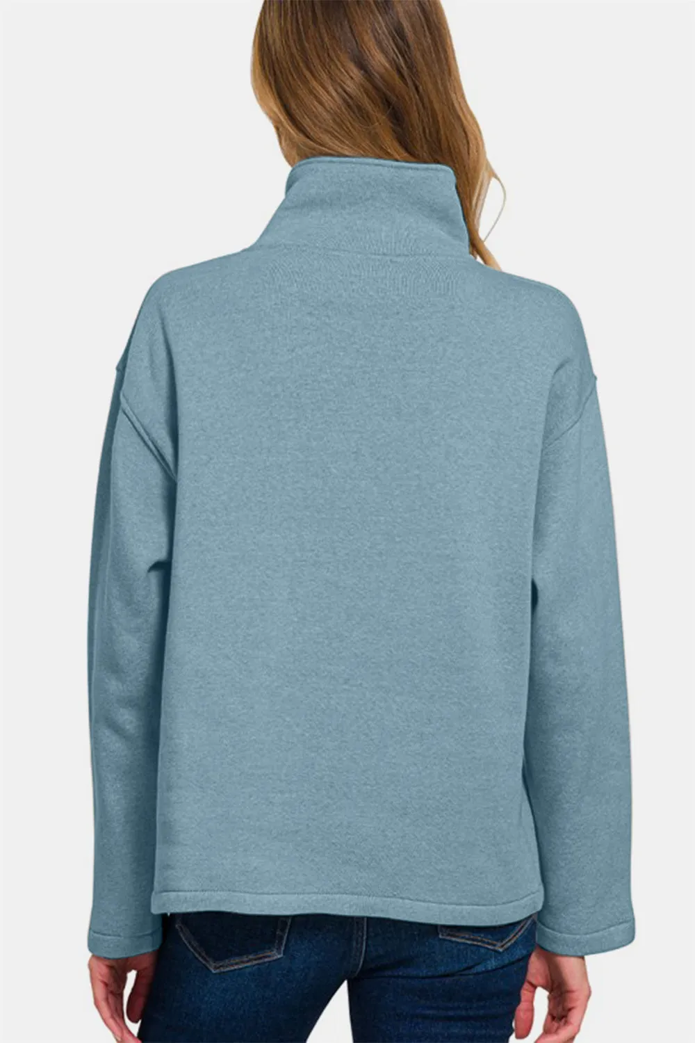 Zenana Turtleneck Half Snap Fleece Sweatshirt sold by Charming Charlie product image thumbnail 2