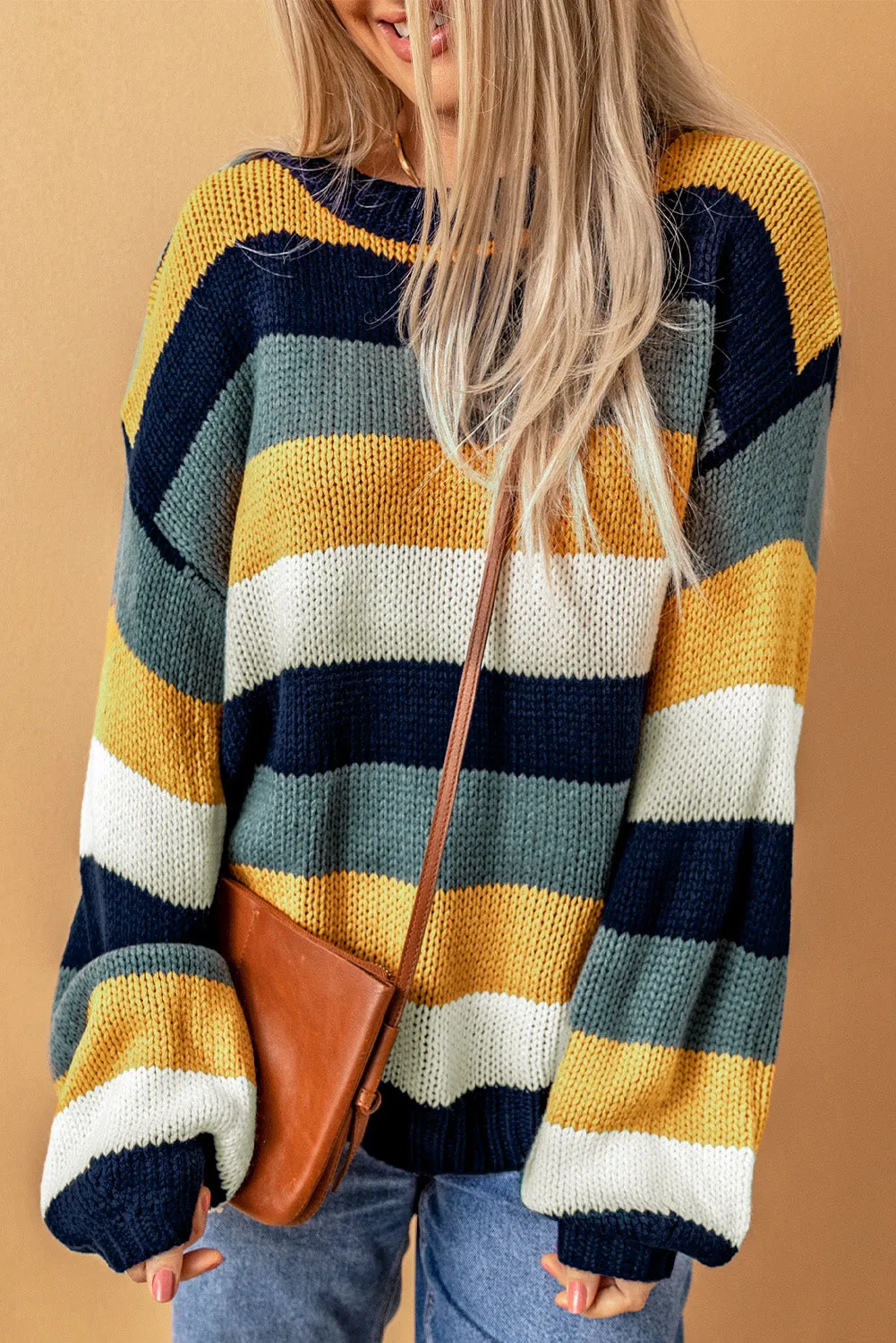 Color Block Round Neck Dropped Shoulder Sweater sold by Charming Charlie product image thumbnail 2