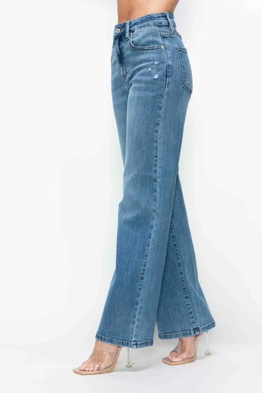 bytos Full Size High Rise Wide Leg Jeans with Pockets sold by Charming Charlie product image thumbnail 4