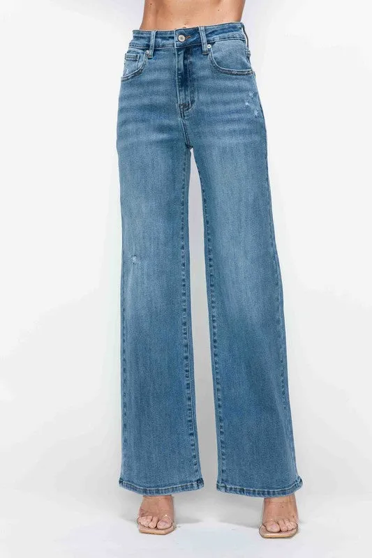bytos Full Size High Rise Wide Leg Jeans with Pockets sold by Charming Charlie