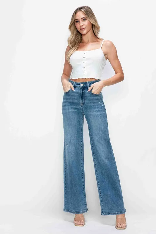 bytos Full Size High Rise Wide Leg Jeans with Pockets sold by Charming Charlie product image thumbnail 5