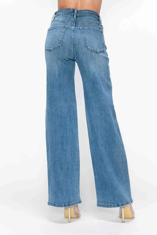 bytos Full Size High Rise Wide Leg Jeans with Pockets sold by Charming Charlie product image thumbnail 2