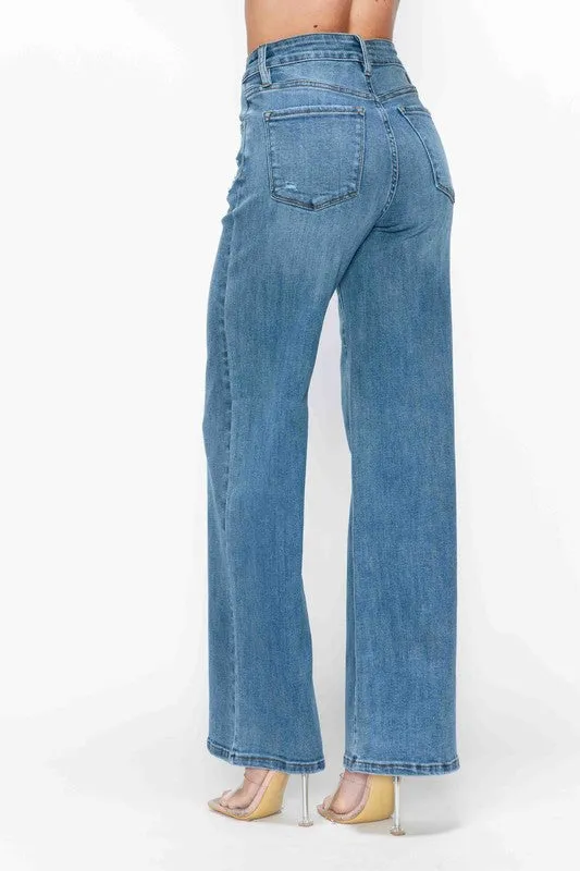 bytos Full Size High Rise Wide Leg Jeans with Pockets sold by Charming Charlie product image thumbnail 3