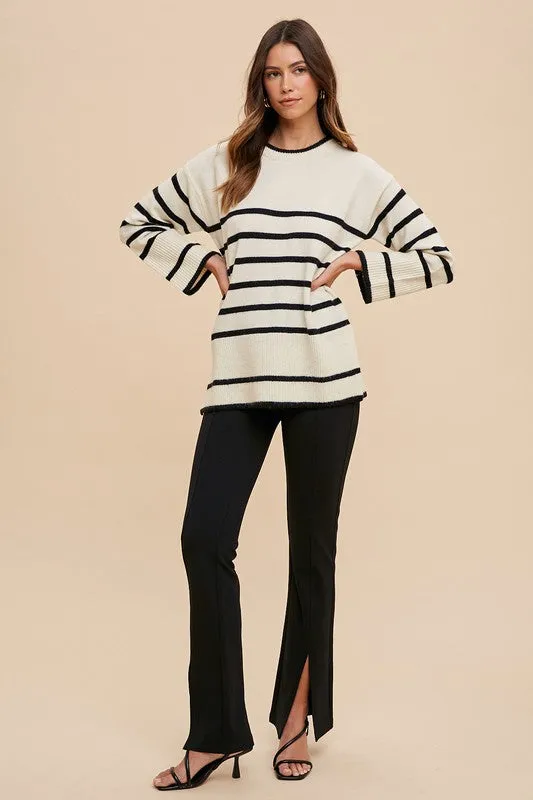 Annie Wear Side Slit Striped Round Neck Sweater sold by Charming Charlie product image thumbnail 5