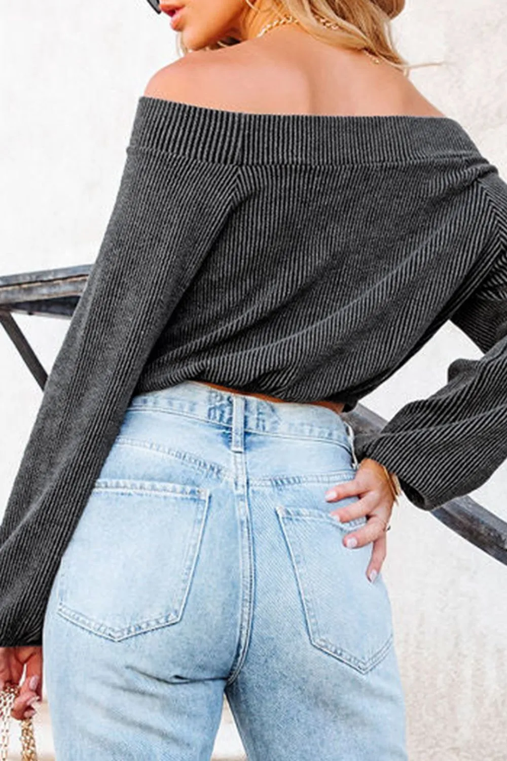 Off-Shoulder Long Sleeve Top sold by Charming Charlie product image thumbnail 4