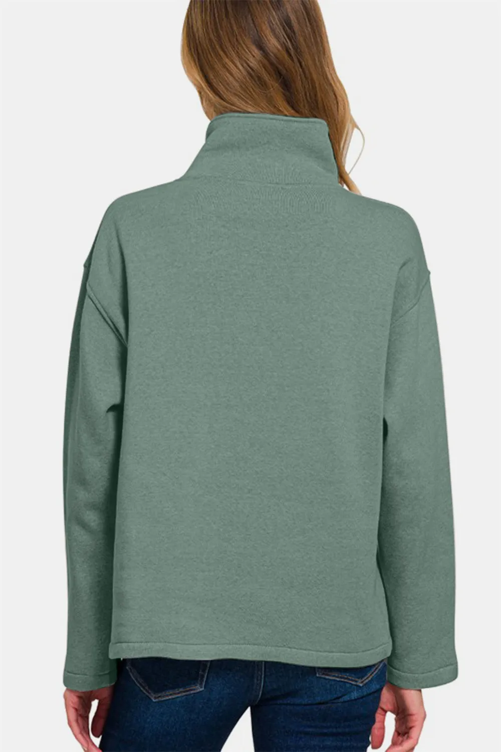 Zenana Turtleneck Half Snap Fleece Sweatshirt sold by Charming Charlie product image thumbnail 2