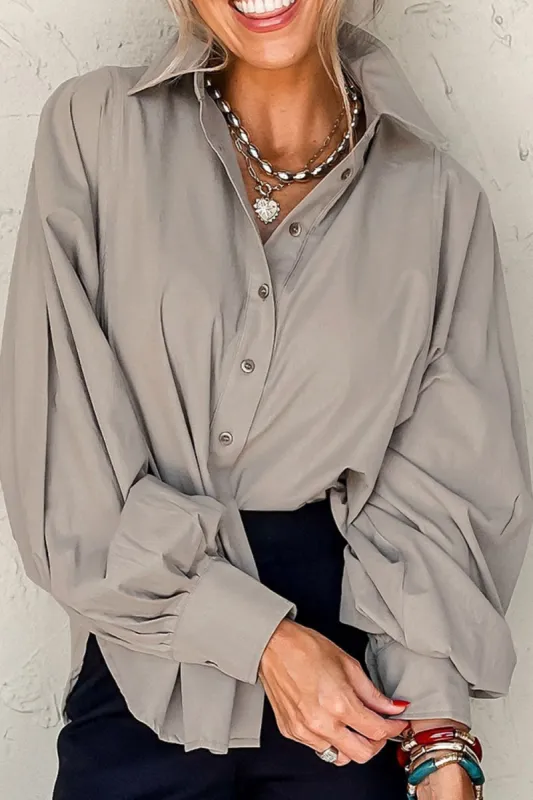 Button Down Collared Neck Long Sleeve Shirt sold by Charming Charlie