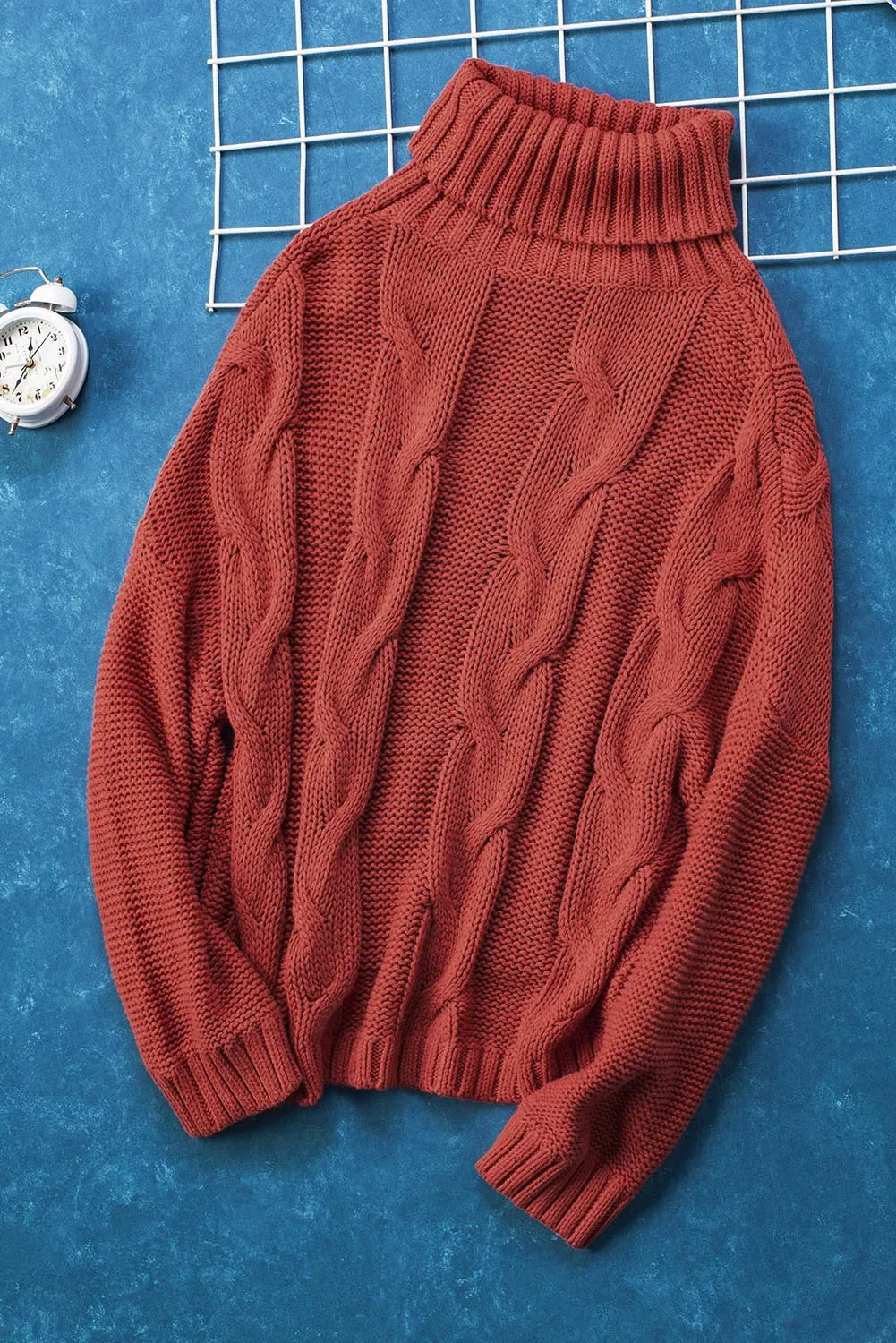 Cable-Knit Turtleneck Dropped Shoulder Sweater sold by Charming Charlie product image thumbnail 4