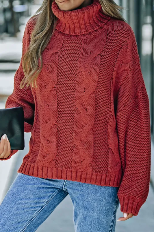 Cable-Knit Turtleneck Dropped Shoulder Sweater sold by Charming Charlie