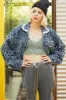 POL Flower Textured Raw Hem Long Sleeve Denim Jacket sold by Charming Charlie