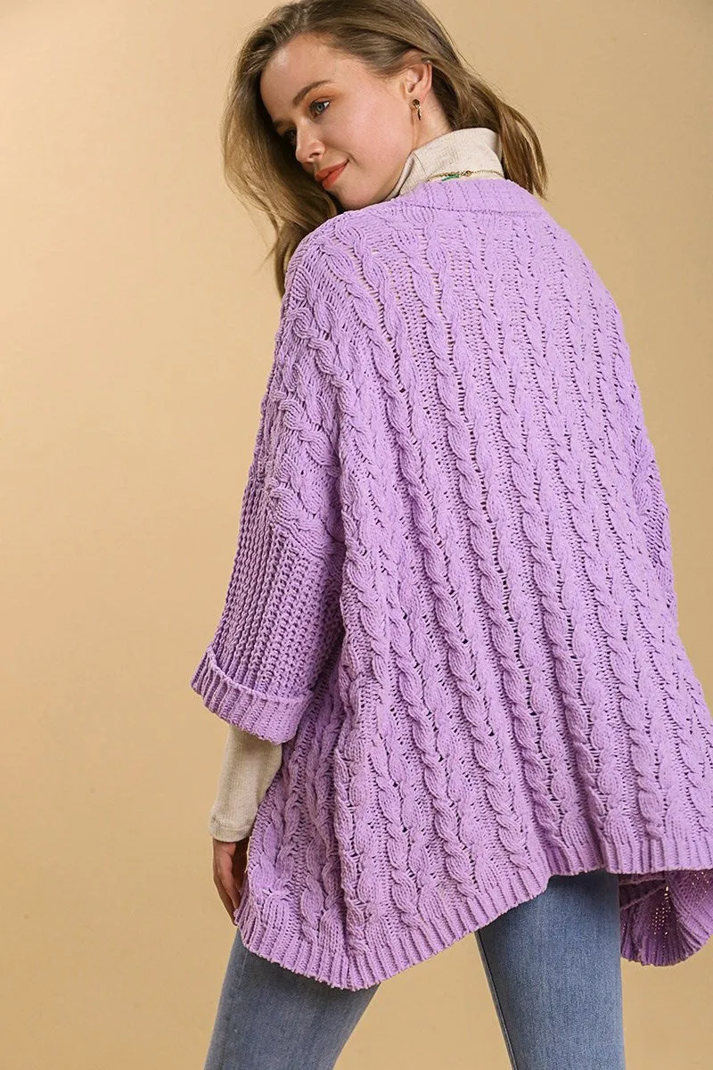 Umgee Full Size Cable Knit Open Front Long Sleeve Cardigan sold by Charming Charlie product image thumbnail 2