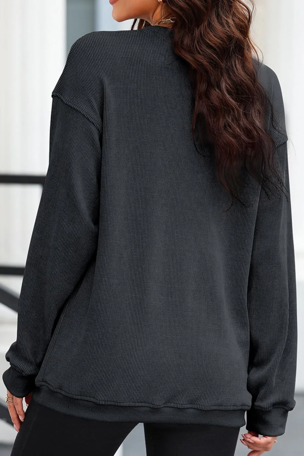 Leopard Heart Drop Shoulder Long Sleeve Sweatshirt sold by Charming Charlie product image thumbnail 3