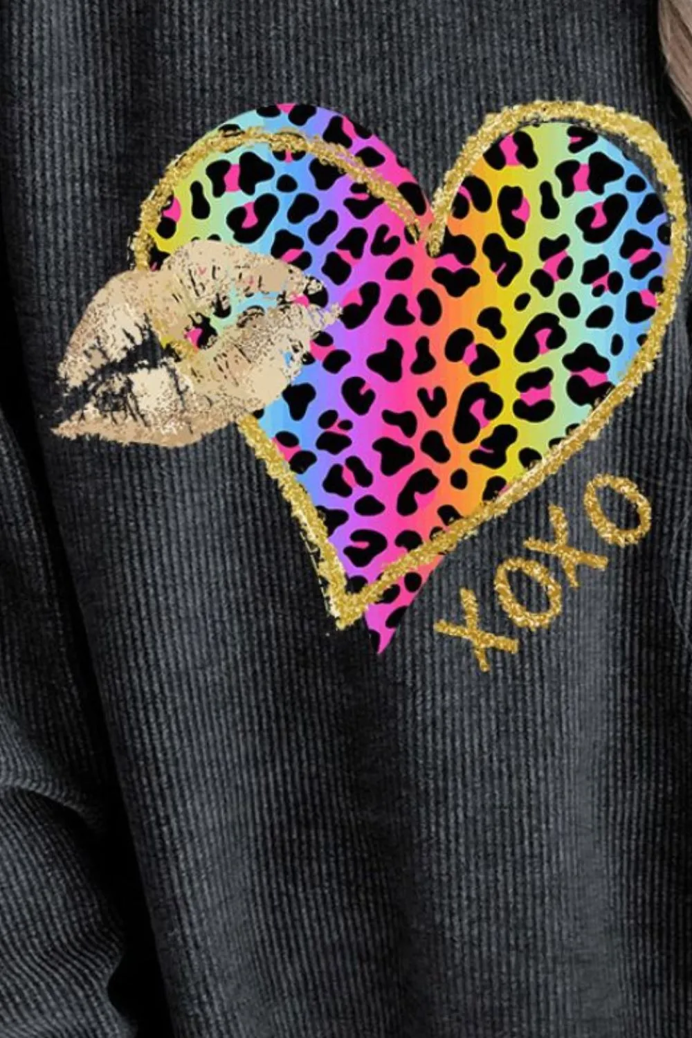 Leopard Heart Drop Shoulder Long Sleeve Sweatshirt sold by Charming Charlie product image thumbnail 4