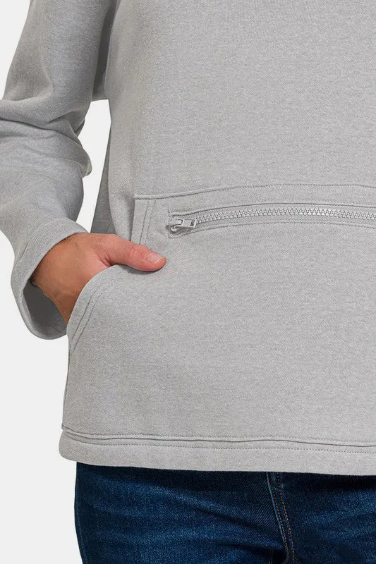 Zenana Turtleneck Half Snap Fleece Sweatshirt sold by Charming Charlie product image thumbnail 3