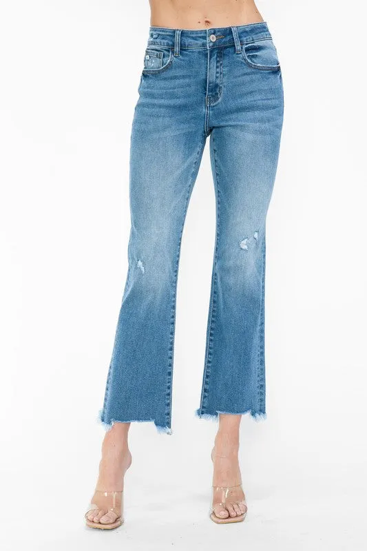 bytos Raw Hem Distressed Mid Rise Crop Jeans sold by Charming Charlie