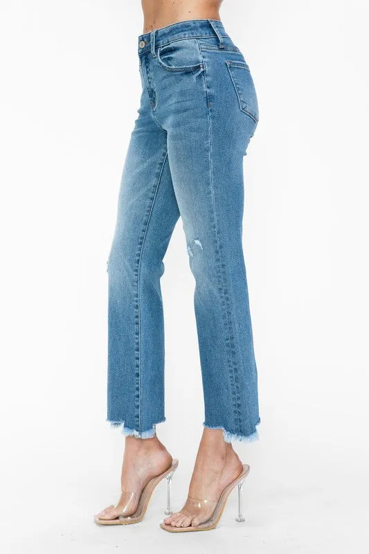 bytos Raw Hem Distressed Mid Rise Crop Jeans sold by Charming Charlie product image thumbnail 3