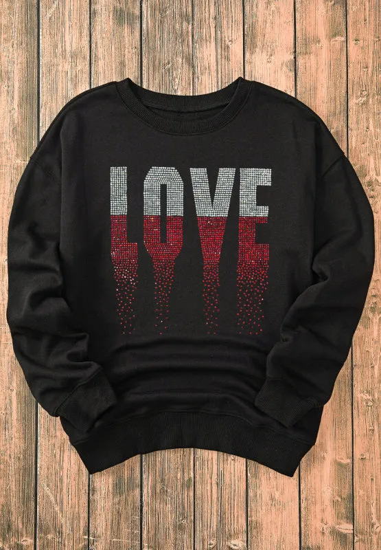 Rhinestone LOVE Round Neck Long Sleeve Sweatshirt sold by Charming Charlie product image thumbnail 5