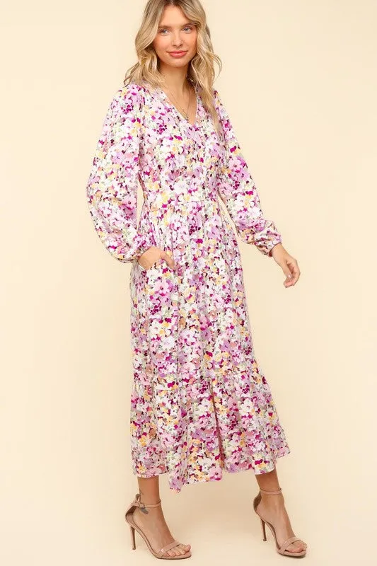 Haptics Full Size Floral V-Neck Long Sleeve Dress with Side Pockets sold by Charming Charlie product image thumbnail 3