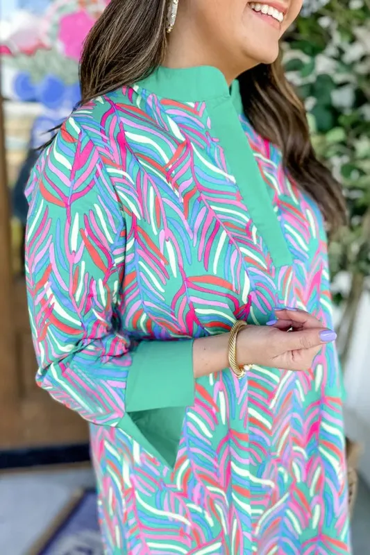 Women Print Split Neck Bracelet Sleeve Shift Dress sold by Charming Charlie product image thumbnail 4