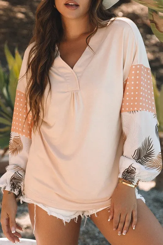 Women Dot Puff Sleeve Patchwork Sweatshirts sold by Charming Charlie