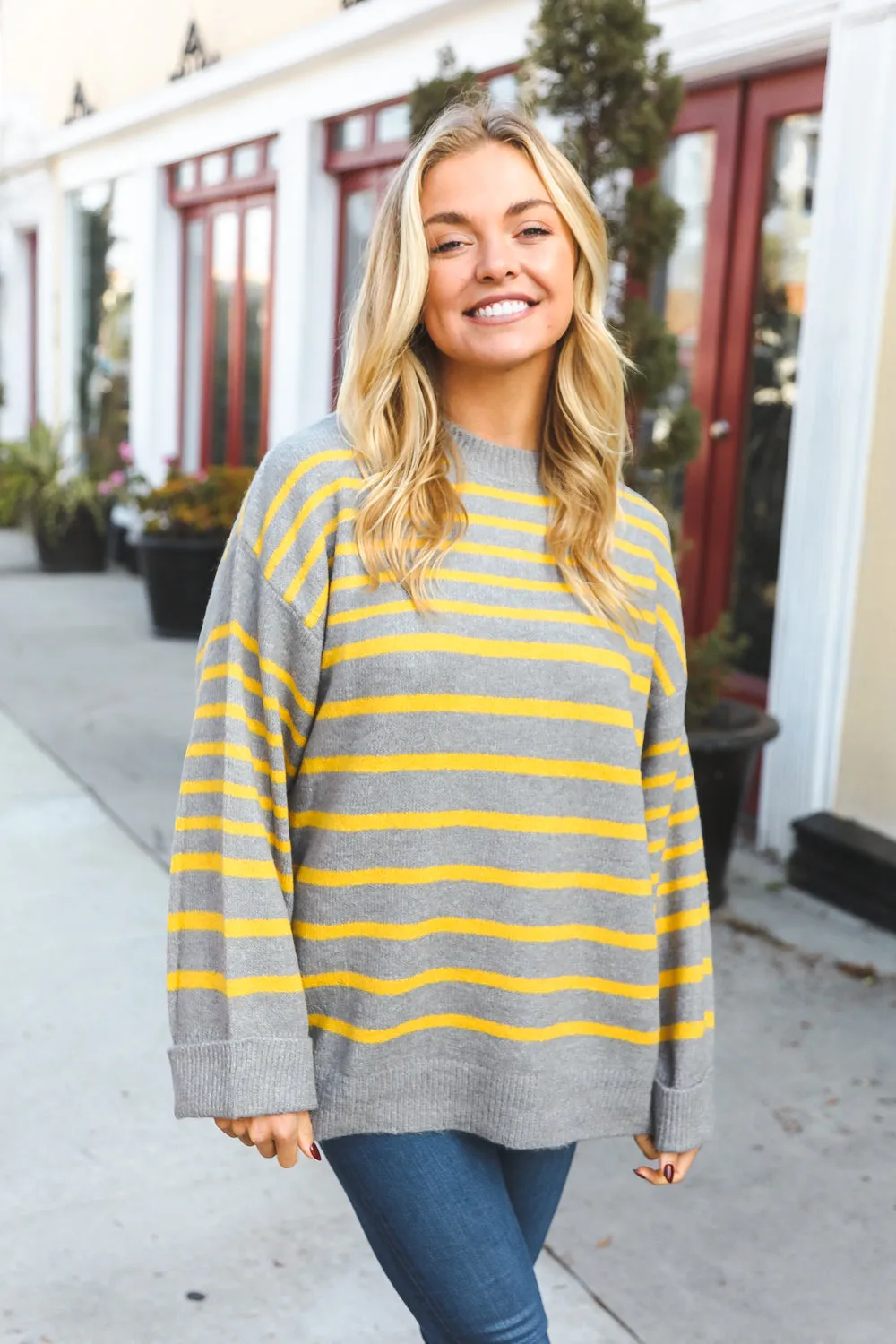 Love Found Sunflower Multistripe Ribbed Knit Sweater sold by Charming Charlie product image thumbnail 5