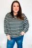 Look Striking Charcoal Stripe Terry Banded Dolman Pullover sold by Charming Charlie