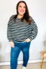 Look Striking Charcoal Stripe Terry Banded Dolman Pullover sold by Charming Charlie